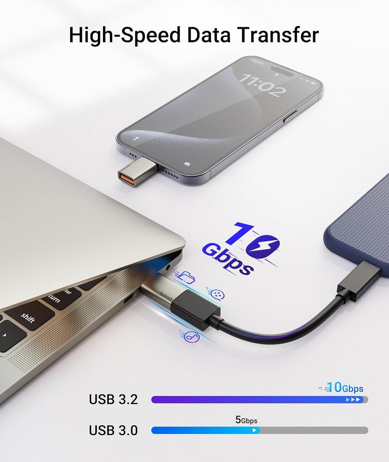 Syntech محول USB C إلى USB، 10Gbps USB3.2 الجيل 2 مناسب جنبًا إلى جنب، محول ذكر نوع C إلى أنثى 3.2 متوافق مع iPhone 17 Pro Max/iPad/iMac/MacBook Pro وأجهزة Thunderbolt 4/3، ضوء النجوم - Image 2